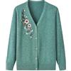 GSAEIMCT Cardigan Verde In Cashmere Per Donna Anziana Di Mezza Età - Elegante Maglione Lavorato A Maglia Aperto Sul Davanti Classico Giacca Ricamata, Grosso Cappotto Termico Per Madre Nonna Maglieria Top Reg