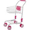 Idena 40250 - Carrello della Spesa in Metallo, Carrello Pieghevole con Dettagli Rosa, Accessorio per Cucina e Negozio, per Bambini a Partire dai 3 Anni di età