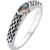 Kuzzoi Anello da uomo con pietra labradorite alla moda, in argento Sterling 925, elegante anello in argento con anello parzialmente ossidato, anello a fascia da uomo, misura 60-66, 0609191521, 66