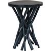 Qiyano Tavolino in legno massello unico, da balcone, soggiorno, tavolino in teak, look retrò, rotondo, piccolo, altezza ca. 55 cm, colore: nero