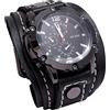 Generic Orologi Polso Uomo Braccialetti per Orologi Uomo Comodo Cinturino Largo in Pelle per Uomo, NERO