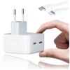 mailichè Mailiché Caricatore Iphone Usb C 35 W, Ricarica Rapida, Spina Alimentatore Usb Da Muro, Presa Multipla Usb C Per Apple, Samsung, Ipad, Macbook Air E Dispositivi Usb C, Cavo Lightning Usb C Incluso