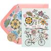 Papyrus Globe con piano a mano boxed Thank You note Cards, 8-count Flowers and Bike