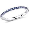 namana Anello Donna in Argento 925 con Zirconi Blu, Anelli Sottili con Zirconi per Donna e Ragazza, Anello Argento 925 Donna con Pietre Blu, Misura dell'Anello 19