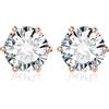 JewelryPalace Orecchini a Bottone Argento 925 con Moissanite Creata, Piercing a Lobo con Pietra Rotonda, Solitario Oro Rosa per Matrimonio, Set Gioielli Donna
