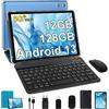 SEBBE Tablet 10 Pollici Android 13 Tablet 12GB RAM+128GB ROM (TF 1TB), Tablets 5G WiFi Octa-Core 2.0 GHz, Google GMS/Widget/GPS/Bluetooth5.0/6000mAh/5+8MP, Tablet con Tastiera e Mouse - Blu