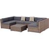 Outsunny Set da giardino con Tavolino, Divano Modulabile con Cuscini, Mobili da 7 Pezzi in Rattan, Grigio | Aosom Italy