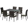 Outsunny Set Mobili da Giardino 7 pzi Tavolo e Sedie in Rattan Marrone