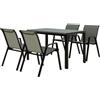 Outsunny Salotto da Giardino con Tavolo e 4 Sedie Impilabili in Rattan PE Grigio