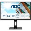 AOC U27P2 - Monitor UHD da 27, regolabile in altezza (3840 x 2160, 60 Hz, HDMI, DisplayPort, hub USB), colore: Nero