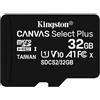 KINGSTON MICRO SDHC 32GB CANVAS SELECT 80R CL10 UHS-I CON ADATTATORE SD