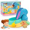 Cicciobello Amicicci Pool Playset, Piscina a Forma di Elefante, con Funzione Bolle, Sabbia Magica, Pala, Stampo a Stella, Ragazza Bruna con Bikini, Famosa (AMC10000)