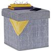 Relaxdays Pouf Contenitore, Sgabello Pieghevole in bambù, Poggiapiedi Imbottito con Coperchio, HLP 36x35x35 cm, Grigio