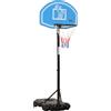 HOMCOM Canestro Basket con Altezza Regolabile 195-245cm, Base con Ruote e Tabellone, Blu