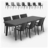 BICA Set da giardino tavolo allungabile 160-220cm 6 sedie nero Liri Dark