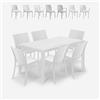 BICA Set tavolo esterno giardino rattan 150x90cm 6 sedie bianco Meloria Light