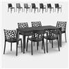 BICA Set tavolo da pranzo giardino 150x90cm 6 sedie esterno nero Sunrise Dark