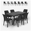 BICA Set tavolo da pranzo giardino 150x90cm 6 sedie esterno nero Sunrise Dark