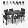 BICA Set da giardino tavolo rattan 150x90cm 6 sedie esterno nero Meloria Dark