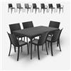 BICA Set tavolo da pranzo giardino 150x90cm 6 sedie esterno nero Sunrise Dark