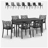 BICA Set tavolo da pranzo giardino 150x90cm 6 sedie esterno nero Sunrise Dark