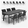 BICA Set da giardino tavolo allungabile 160-220cm 6 sedie nero Liri Dark