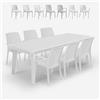 BICA Set tavolo allungabile 160-220cm 6 sedie da giardino bianco Liri Light