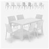 BICA Set tavolo esterno giardino rattan 150x90cm 6 sedie bianco Meloria Light