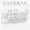 BICA Set tavolo esterno giardino rattan 150x90cm 6 sedie bianco Meloria Light