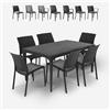 BICA Set tavolo da pranzo giardino 150x90cm 6 sedie esterno nero Sunrise Dark