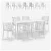 BICA Set tavolo esterno giardino rattan 150x90cm 6 sedie bianco Meloria Light