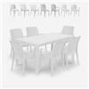 BICA Set tavolo esterno giardino rattan 150x90cm 6 sedie bianco Meloria Light