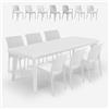 BICA Set tavolo allungabile 160-220cm 6 sedie da giardino bianco Liri Light