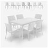 BICA Set da giardino 6 sedie tavolo da esterno 150x90cm bianco Sunrise Light