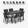 BICA Set da giardino tavolo rattan 150x90cm 6 sedie esterno nero Meloria Dark