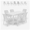 BICA Set tavolo esterno giardino rattan 150x90cm 6 sedie bianco Meloria Light