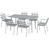 Outsunny Set da Giardino 7pz in Acciaio con 6 Sedie Impilabili e Tavolo Grigio