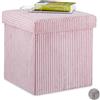 Relaxdays Pouf, Pieghevole, Sgabello Imbottito con Contenitore, Quadrato, con Coperchio, HxLxP: 38 x 38 x 38 cm, Rosa