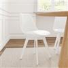 DEGHI Sedia in similpelle bianco gambe in legno con cuscino - Alborg Lux