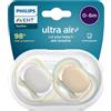 PHILIPS SCF085/15 Soother Air 0-6 m Non Deco Neu, Silicone Polipropilene, Grigio/Marrone, Confezione da 2