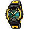 TONSHEN Digitale Orologi da Polso per Uomo Donna Ragazzo Bambini Subacqueo 50M Impermeabile Analogico Quarzo Orologio Sportivo Plastica Lunetta Gomma Band Doppio Tempo Sveglia LED Controluce (Giallo)