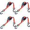 PETEX 4 cinghie a cricchetto automatiche, autoavvolgenti, 1 pezzo, 5 m x 25 mm, 350/700 daN, rosso, gancio a S