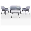Tomaino - Salotto Da Giardino Esterno Stile Rattan - Set Salotto Da Esterno in Polipropilene Impermeabile e Idrorepellente - Salottino Giardino Bianco e Grigio