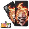 LEMAXELERS Custodia Samsung Galaxy S20 Fe 5G Cover Portafoglio,Galaxy S20 Fe 5G Custodia Pittura Colorata Wallet Shock-Absorption Magnetica Supporto Protettiva Cover Leather Flip Cover,XC4 Skull Fire