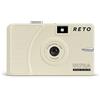RETO Fotocamera ultra larga e sottile da 35 mm, riutilizzabile, con obiettivo largo 22 mm, senza messa a fuoco, leggera, facile da usare (crema)