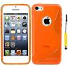 ebestStar - Cover Compatibile con iPhone SE 5S 5 Custodia Protezione S-Line Design Silicone Gel TPU Morbida e Sottile + Mini Penna, Arancione [Apparecchio: 123.8 x 58.6 x 7.6mm, 4.0'']