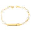 Monde Petit G1224PU - 18ct Yellow Gold Children's birth time and pearl Bracelet - Scatola Regalo - Certificato di garanzia