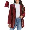 UMIPUBO Giacca Impermeabile Donna Leggera Giacca Antipioggia Antivento Lungo Trench Con cappuccio Traspirante Giacca a Vento Raincoat per All'aperto Campeggio Trekking (Vino rosso, L)