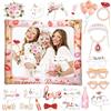 HOWAF Gadget Addio al Nubilato, 23 Pezzi Photo Booth Accessori Fai da Te e Team Bride Cornice per Selfie Gonfiabile kit Decorazioni per Addio al Nubilato Sposa e Amiche, Oro Rosa
