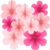 EASY JOY Ventagli di carta, confezione da 9, rosa acceso, decorazione per feste di compleanno, sfondo floreale di carta per decorazione scolastica e decorazione da parete